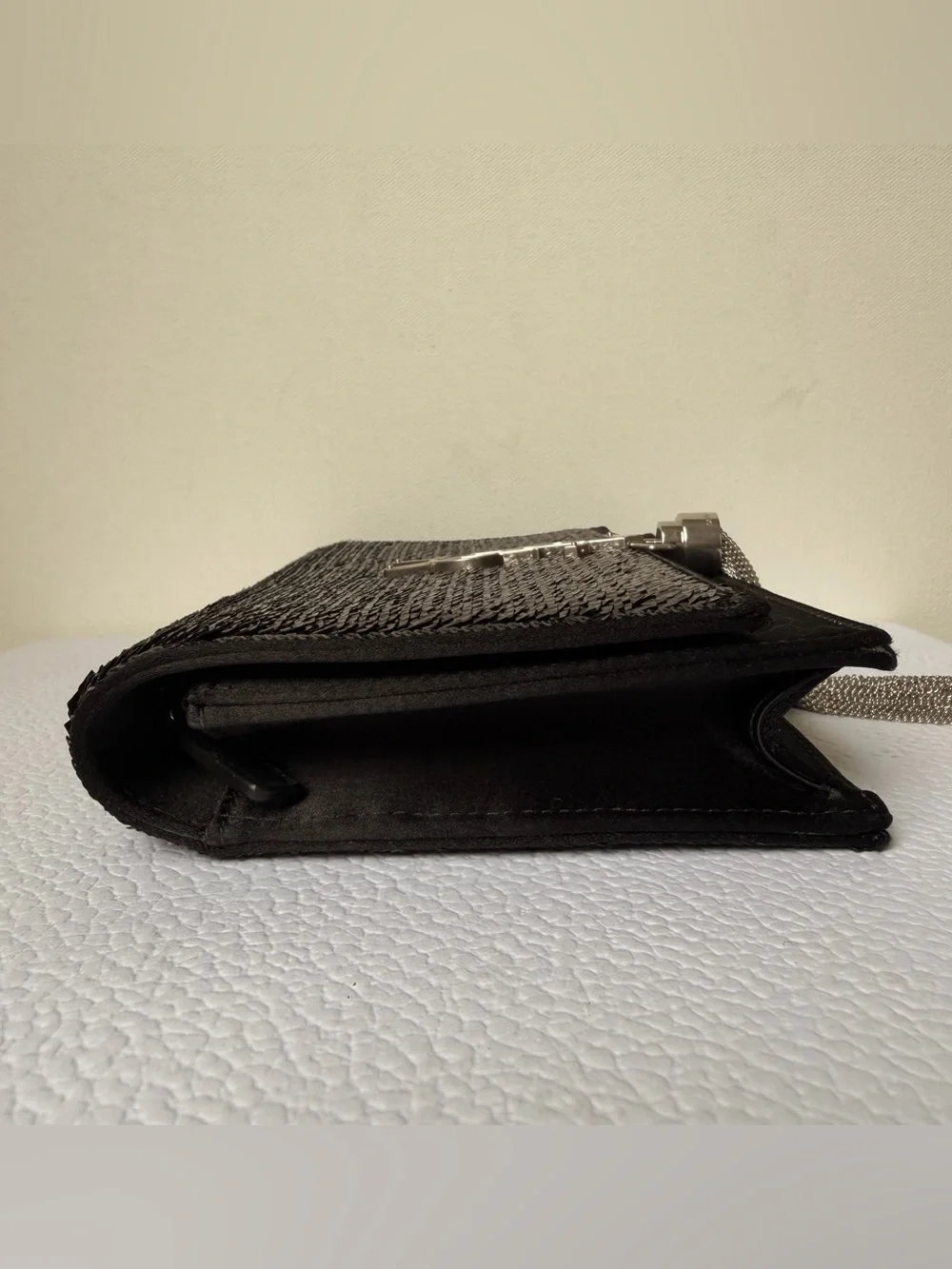 Saint Laurent Kate Tassel Chain Wallet Sequins Black Silver HW - Picture 10 of 14
